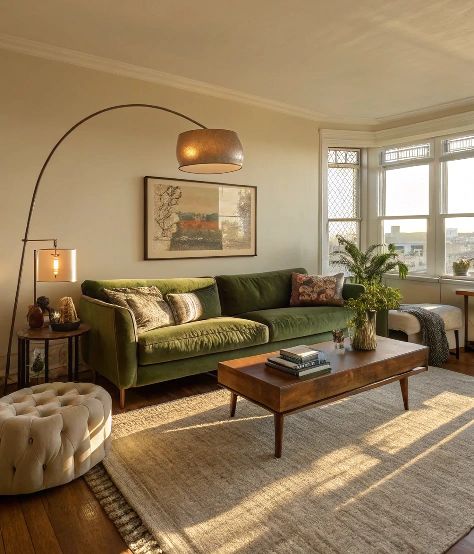 A living room with windows and rug on the wooden floor