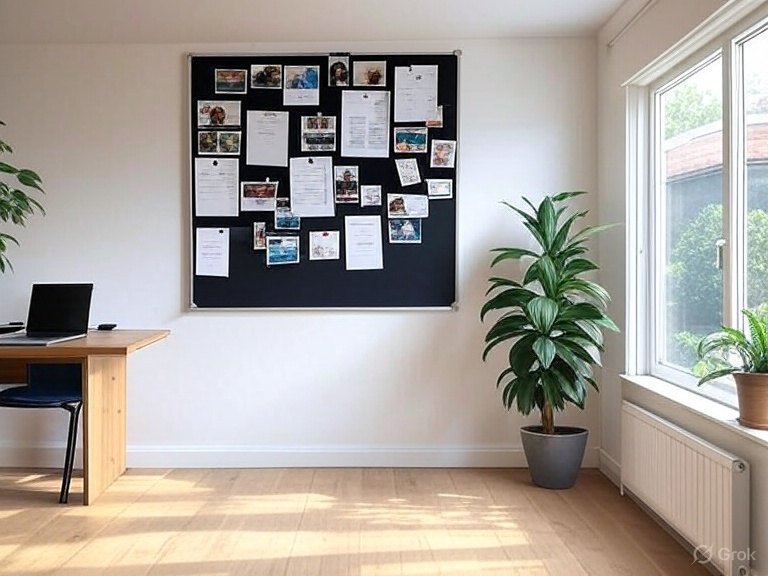 Place a black pin board against white backdrop
