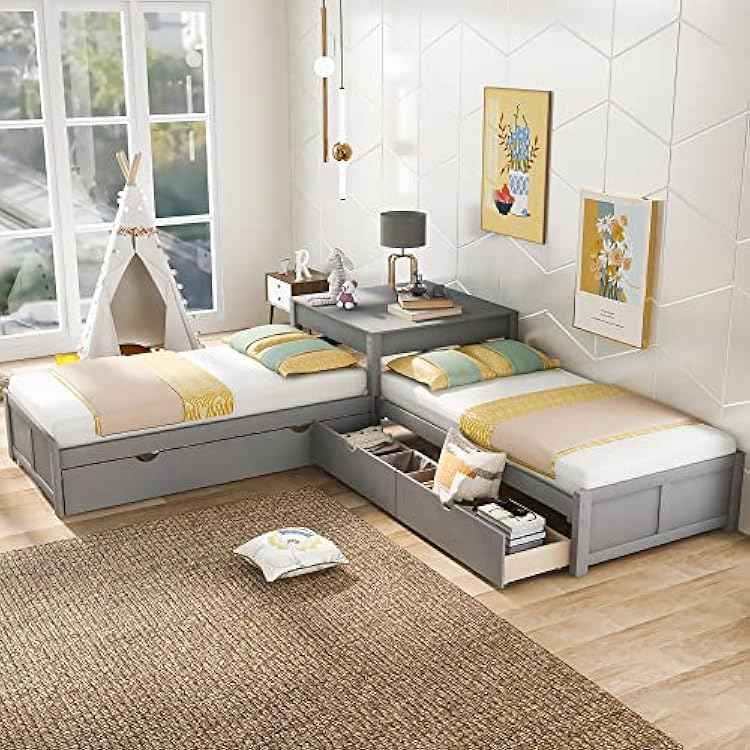 A twin bed with drawer in bedroom with wooden floor and rug on it 