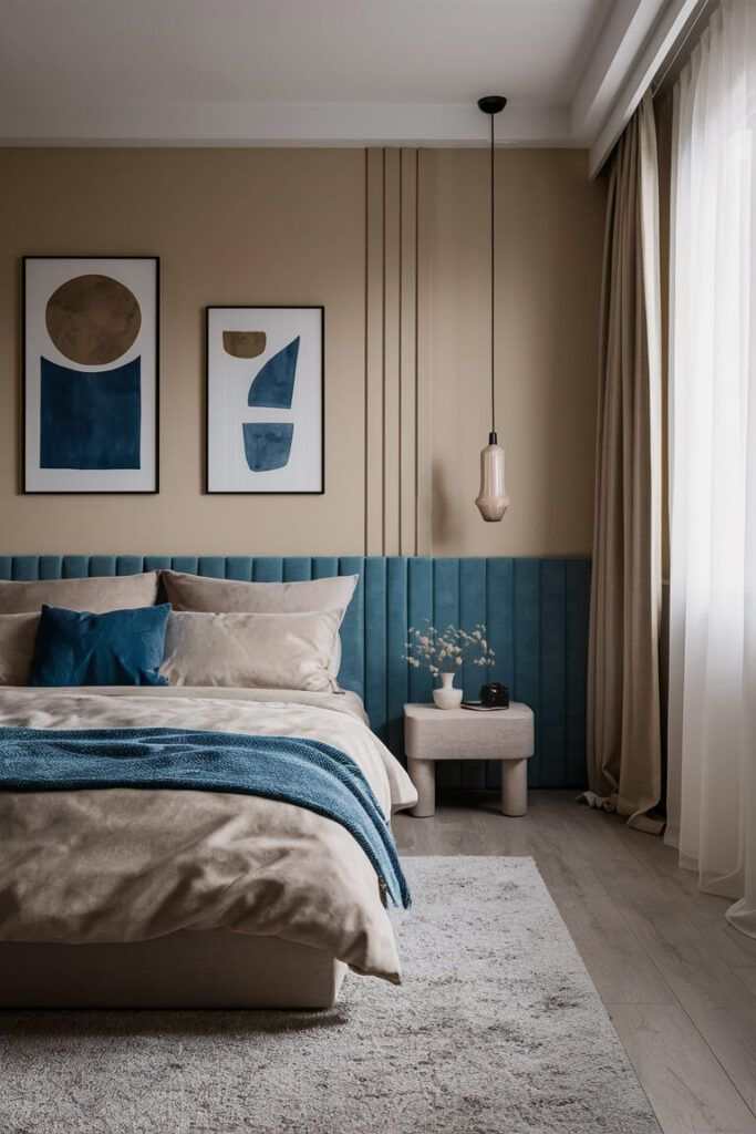A brown with black accents and wooden floor 