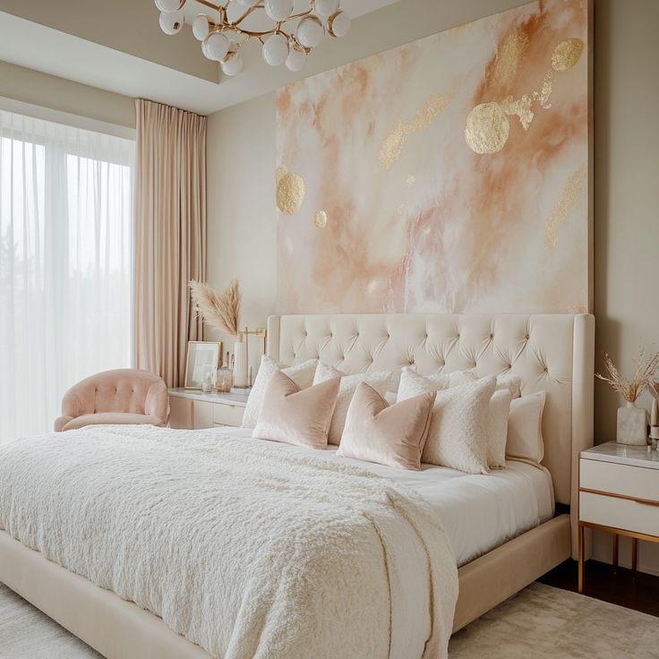 A pink mix textures with bed and pillow