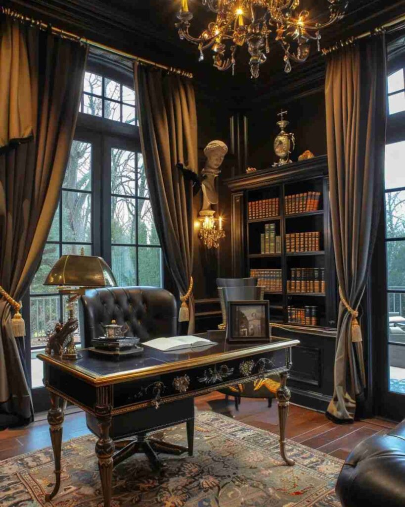 Victorian_aesthetic_library_cart_styled_with_antique_books in a officce