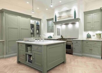 farmhouse sage green kitchen cabinets featured image