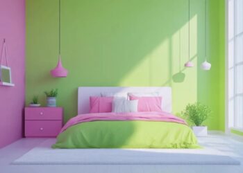 hot pink and lime green bedroom