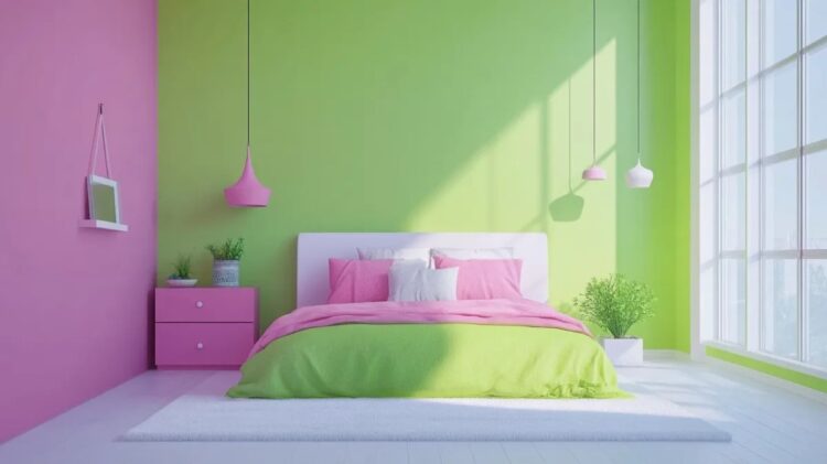 hot pink and lime green bedroom