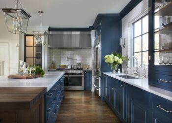 modern navy blue kitchen cabinets featured image
