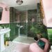 pink and green bathroom