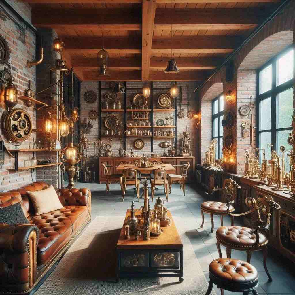A vintage light fixtures in steampunk house