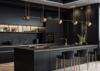 black and gold kitchen