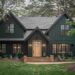dark green house with black trim