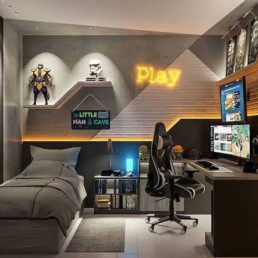 A men bedroom with video game zone in the corner  