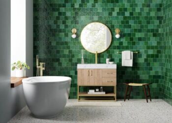 modern dark green bathroom