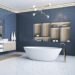 modern navy blue bathroom