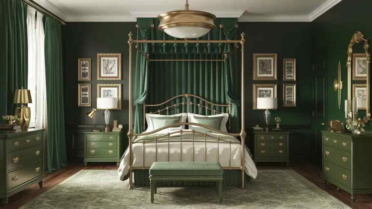 modern olive green bedroom decor