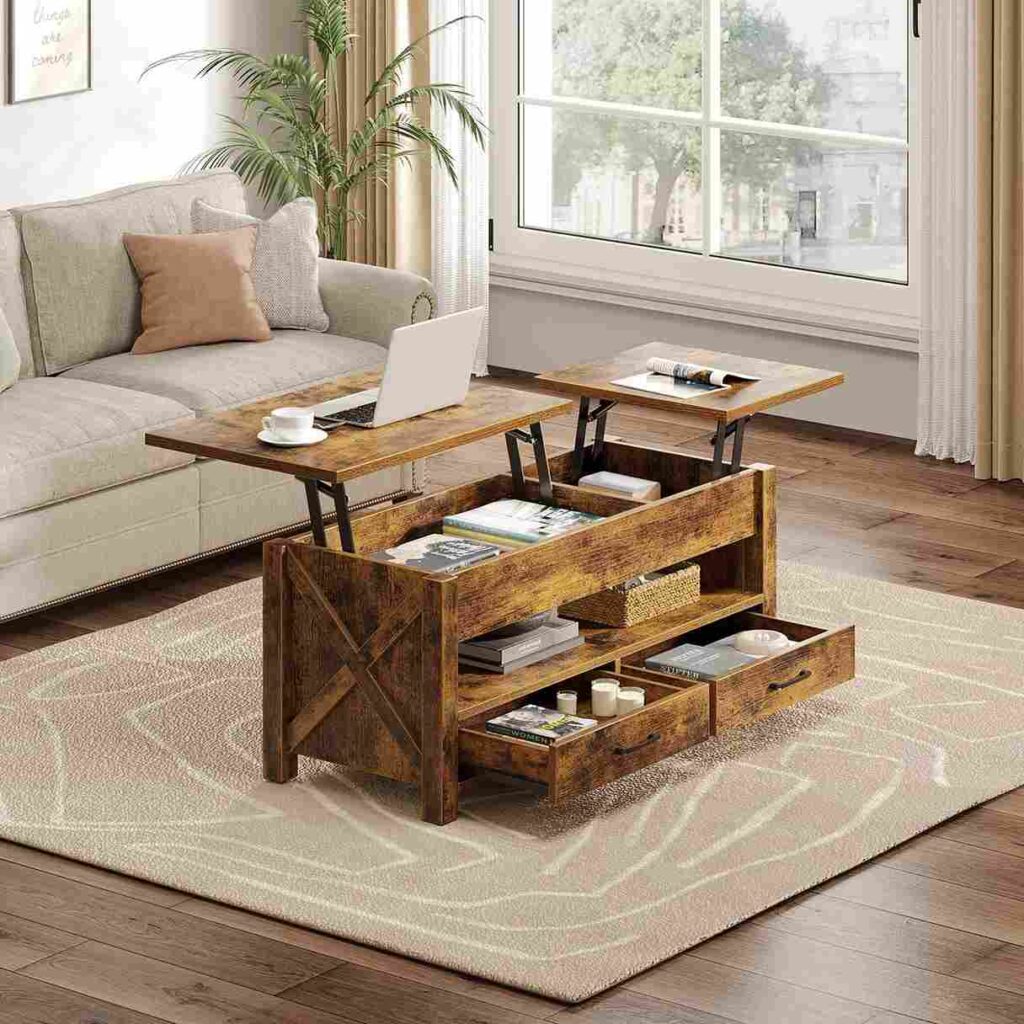 A multi purpose table in sunroom and wooden floor 