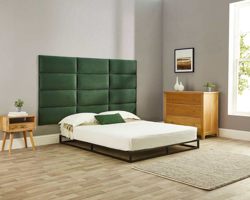 A plat form loft bed wooden vanity and floor and